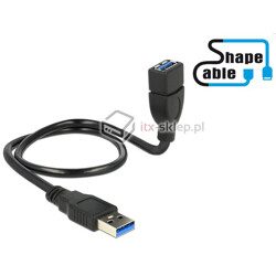 Elastyczny przedłużacz USB 3.0 A-A krótki giętki 50cm M-F Delock 83715