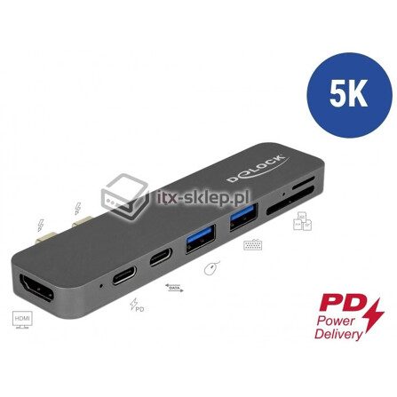 Stacja dokująca MacBook Pro 5K 2x Thunderbolt 3x USB SD microSD Delock 87740