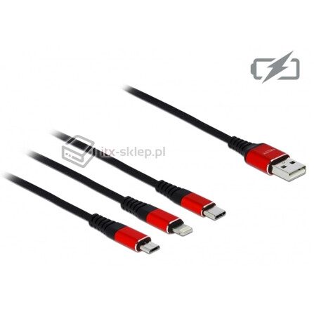 Kabel do ładowania USB 3w1 Apple Lightning micro-B USB-C 100cm Delock 85892